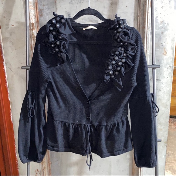 Ermanno Scervino Black Pearl Cardigan Sweater